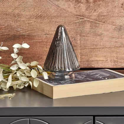 Cone Tree Glass Ornament in Grey Luster Cone Tree Glass Ornament in Grey Luster