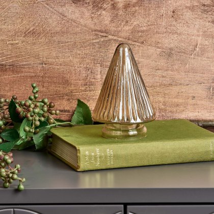 Cone Tree Glass Ornament in Gold Luster Cone Tree Glass Ornament in Gold Luster