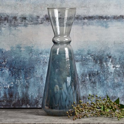 Glass Royal Vase in Full Luster and Cheena Grey - Small