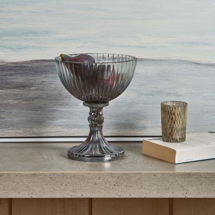 Glass U-Style Fruit Bowl with Base in Luster Grey Glass U-Style Fruit Bowl with Base in Luster Grey