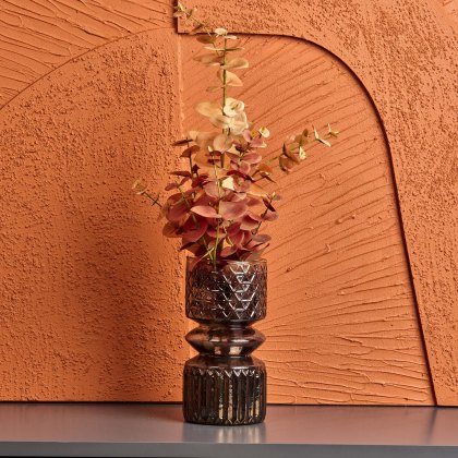 Cut Glass Vase with Diamonds and Lines Design in Luster Grey - Small Cut Glass Vase with Diamonds and Lines Design in Luster Grey - Small