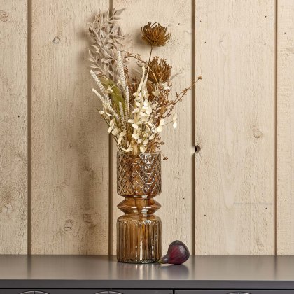 Cut Glass Vase with Diamonds and Lines Design in Luster Brown - Medium Cut Glass Vase with Diamonds and Lines Design in Luster Brown - Medium