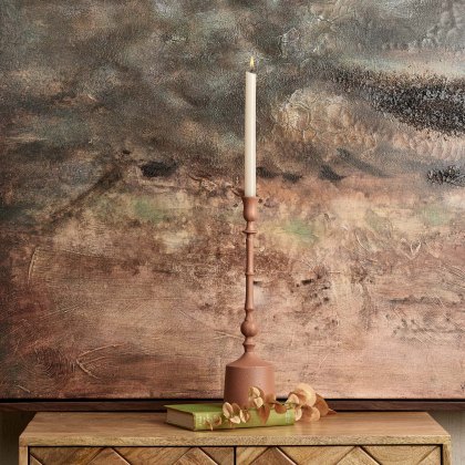 Metal U Roof Candle Stick in Matt Peach - Small Metal U Roof Candle Stick in Matt Peach - Small