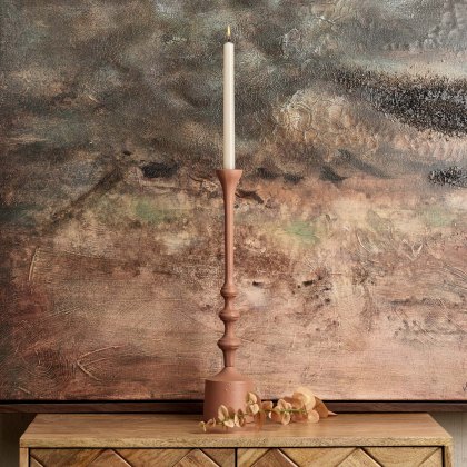 Metal Taper Trio Candle Stick in Matt Peach - Small Metal Taper Trio Candle Stick in Matt Peach - Small