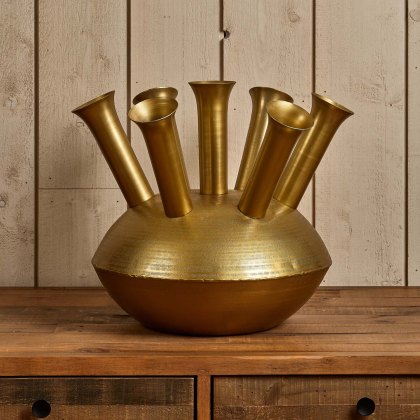 Aluminium Dome Vase in Shiny Brass Finish - Small