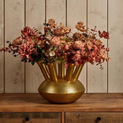 Aluminium Dome Vase in Shiny Brass Finish - Medium Aluminium Dome Vase in Shiny Brass Finish - Medium