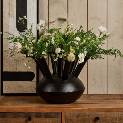 Aluminium Dome Vase in Matt Black Finish - Large Aluminium Dome Vase in Matt Black Finish - Large