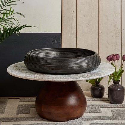 Metal Bowl Tray in Matt Black Finish - Large Metal Bowl Tray in Matt Black Finish - Large