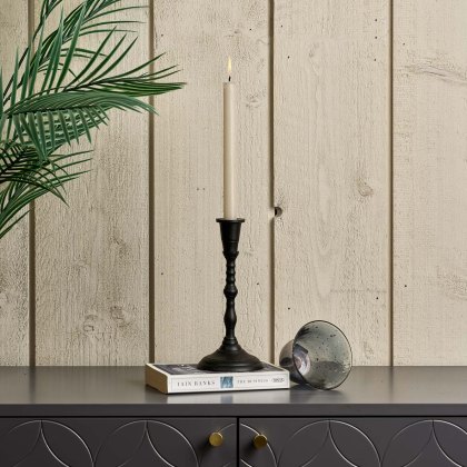 Candle Stick in Black with Removable Taper Bell Teaight Holder in Grey