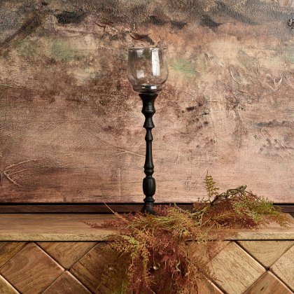 Heptagon Candle Stick in Black with Removable Chimney Bell Tealight Holder in Grey 29cm Heptagon Candle Stick in Black with Removable Chimney Bell Tealight Holder in Grey 29cm