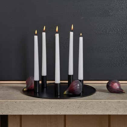 Magentic Metal Candle Holder Tray w/5 holders in Matt Black Magentic Metal Candle Holder Tray w/5 holders in Matt Black