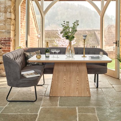 Sutton 160cm Dining Table - Ash with Frampton Corner Bench in Anthracite RHF