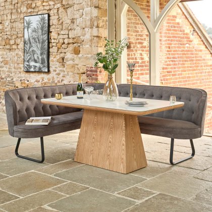 Sutton 160cm Dining Table - Ash with Frampton Corner Bench in Anthracite RHF Sutton 160cm Dining Table - Ash with Frampton Corner Bench in Anthracite RHF