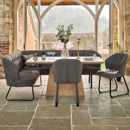 Sutton 160cm Dining Table - Ash with Frampton Corner Bench RHF & 2x Frampton Chairs in Anthracite