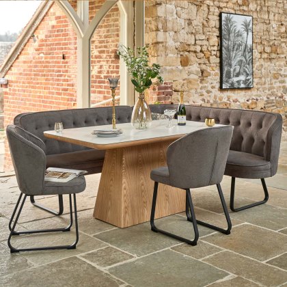 Sutton 160cm Dining Table - Ash with Frampton Corner Bench LHF & 2x Frampton Chairs in Anthracite Sutton 160cm Dining Table - Ash with Frampton Corner Bench LHF & 2x Frampton Chairs in Anthracite