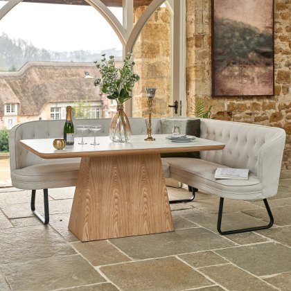 Sutton 160cm Dining Table - Ash with Frampton Corner Bench in White LHF