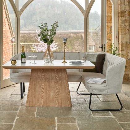Sutton 160cm Dining Table - Ash with Frampton Corner Bench in White LHF Sutton 160cm Dining Table - Ash with Frampton Corner Bench in White LHF
