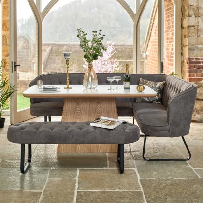 Sutton 160cm Dining Table - Ash with Frampton Corner Bench LHF & Flat Bench in Anthracite Sutton 160cm Dining Table - Ash with Frampton Corner Bench LHF & Flat Bench in Anthracite