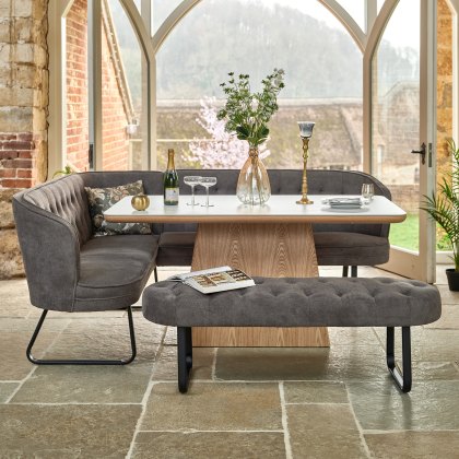 Sutton 160cm Dining Table - Ash with Frampton Corner Bench RHF & Flat Bench in Anthracite