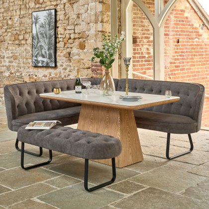 Sutton 160cm Dining Table - Ash with Frampton Corner Bench RHF & Flat Bench in Anthracite Sutton 160cm Dining Table - Ash with Frampton Corner Bench RHF & Flat Bench in Anthracite