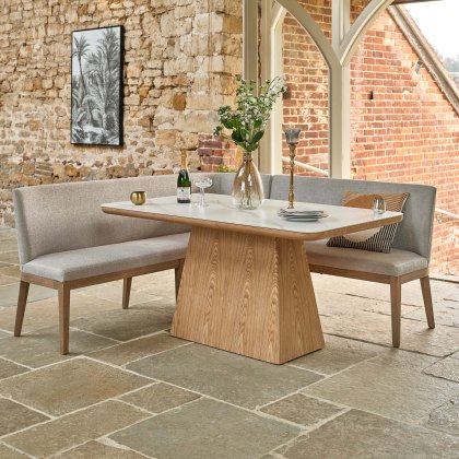 Sutton 160cm Dining Table - Ash with Hampton Corner Bench in Grey LHF Sutton 160cm Dining Table - Ash with Hampton Corner Bench in Grey LHF