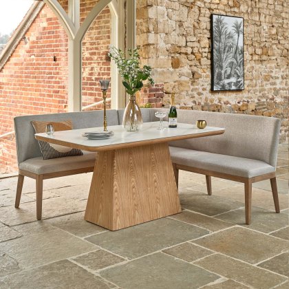 Sutton 160cm Dining Table - Ash with Hampton Corner Bench in Grey RHF Sutton 160cm Dining Table - Ash with Hampton Corner Bench in Grey RHF