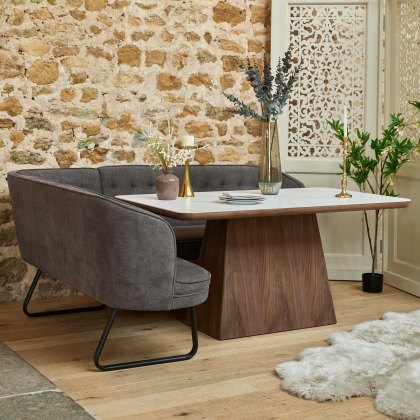 Sutton 160cm Dining Table - Walnut with Frampton Corner Bench in Anthracite RHF Sutton 160cm Dining Table - Walnut with Frampton Corner Bench in Anthracite RHF