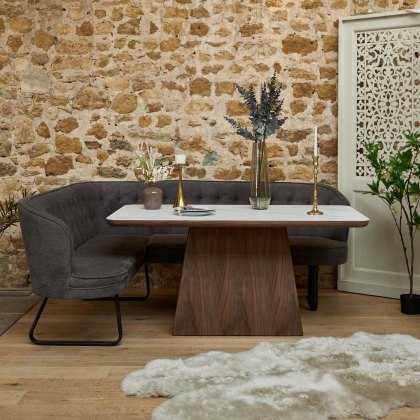 Sutton 160cm Dining Table - Walnut with Frampton Corner Bench in Anthracite RHF