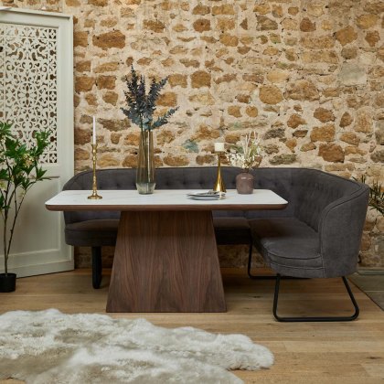Sutton 160cm Dining Table - Walnut with Frampton Corner Bench in Anthracite LHF Sutton 160cm Dining Table - Walnut with Frampton Corner Bench in Anthracite LHF