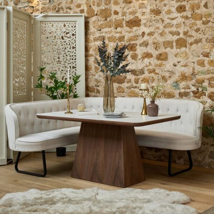 Sutton 160cm Dining Table - Walnut with Frampton Corner Bench in White RHF Sutton 160cm Dining Table - Walnut with Frampton Corner Bench in White RHF