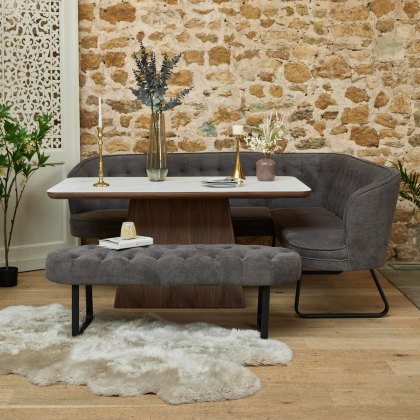 Sutton 160cm Dining Table - Walnut with Frampton Corner Bench LHF & Flat Bench in Anthracite