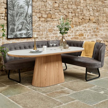 Sutton 200cm Dining Table - Ash with Frampton Corner Bench in Anthracite LHF