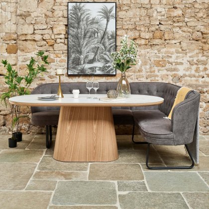 Sutton 200cm Dining Table - Ash with Frampton Corner Bench in Anthracite LHF Sutton 200cm Dining Table - Ash with Frampton Corner Bench in Anthracite LHF