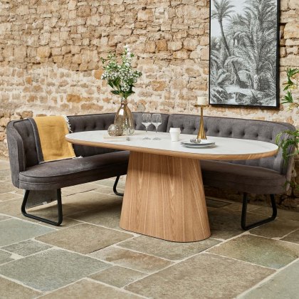 Sutton 200cm Dining Table - Ash with Frampton Corner Bench in Anthracite RHF Sutton 200cm Dining Table - Ash with Frampton Corner Bench in Anthracite RHF