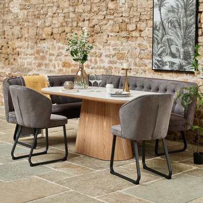 Sutton 200cm Dining Table - Ash with Frampton Corner Bench RHF & 2x Frampton Chairs in Anthracite