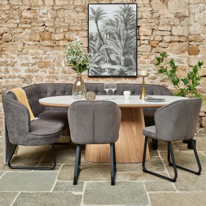 Sutton 200cm Dining Table - Ash with Frampton Corner Bench RHF & 2x Frampton Chairs in Anthracite Sutton 200cm Dining Table - Ash with Frampton Corner Bench RHF & 2x Frampton Chairs in Anthracite