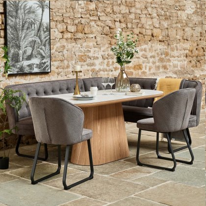 Sutton 200cm Dining Table - Ash with Frampton Corner Bench LHF & 2x Frampton Chairs in Anthracite