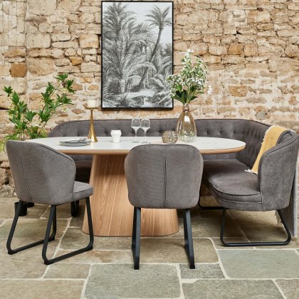 Sutton 200cm Dining Table - Ash with Frampton Corner Bench LHF & 2x Frampton Chairs in Anthracite Sutton 200cm Dining Table - Ash with Frampton Corner Bench LHF & 2x Frampton Chairs in Anthracite