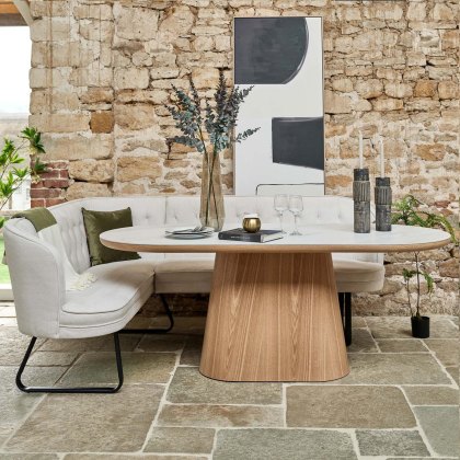 Sutton 200cm Dining Table - Ash with Frampton Corner Bench in White RHF Sutton 200cm Dining Table - Ash with Frampton Corner Bench in White RHF