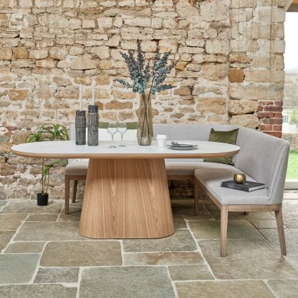 Sutton 200cm Dining Table - Ash with Hampton Corner Bench in Grey LHF Sutton 200cm Dining Table - Ash with Hampton Corner Bench in Grey LHF