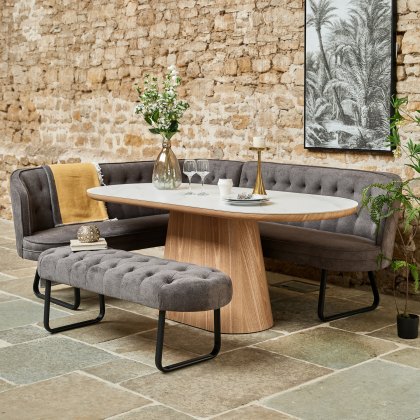 Sutton 200cm Dining Table - Ash with Frampton Corner Bench RHF & Flat Bench in Anthracite Sutton 200cm Dining Table - Ash with Frampton Corner Bench RHF & Flat Bench in Anthracite