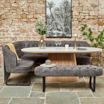 Sutton 200cm Dining Table - Ash with Frampton Corner Bench RHF & Flat Bench in Anthracite