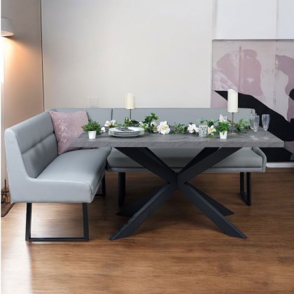 Jupiter 180cm - Faux Concrete - Dining Table & RHF Corner Bench in Light Grey Jupiter 180cm - Faux Concrete - Dining Table & RHF Corner Bench in Light Grey