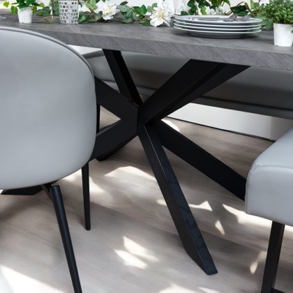 Jupiter 180cm - Faux Concrete - Dining Table & RHF Corner Bench with 2 Dining Chairs in Light Grey Jupiter 180cm - Faux Concrete - Dining Table & RHF Corner Bench with 2 Dining Chairs in Light Grey