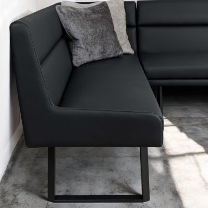 Jupiter 180cm - Faux Concrete - Dining Table & RHF Corner Bench with 2 Dining Chairs in Black Jupiter 180cm - Faux Concrete - Dining Table & RHF Corner Bench with 2 Dining Chairs in Black