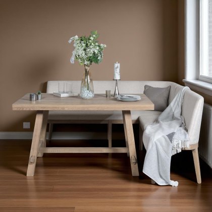 Hampton 150cm Dining Table & Hampton Corner Bench in Beige - LHF Hampton 150cm Dining Table & Hampton Corner Bench in Beige - LHF