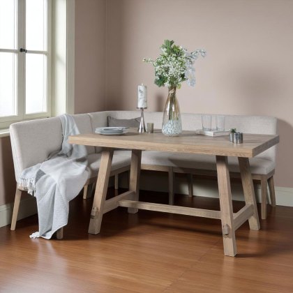 Hampton 150cm Dining Table & Hampton Corner Bench in Beige - RHF Hampton 150cm Dining Table & Hampton Corner Bench in Beige - RHF