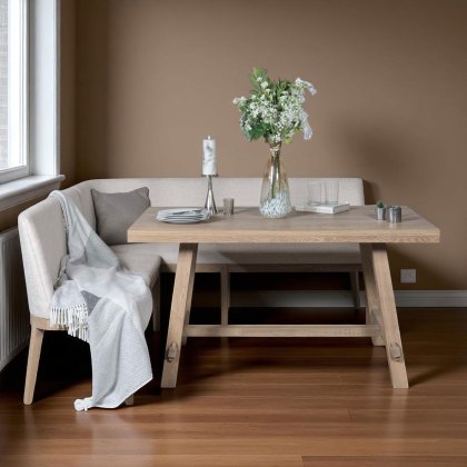 Hampton 150cm Dining Table & Hampton Corner Bench in Beige - RHF Hampton 150cm Dining Table & Hampton Corner Bench in Beige - RHF