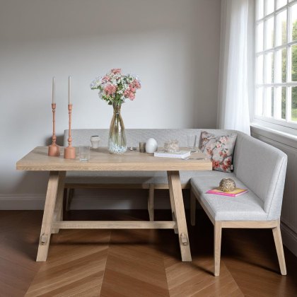 Hampton 150cm Dining Table & Hampton Corner Bench in Grey - LHF Hampton 150cm Dining Table & Hampton Corner Bench in Grey - LHF