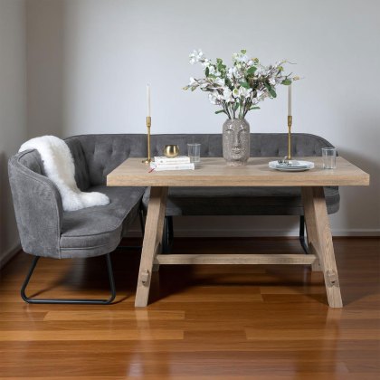 Hampton 150cm Dining Table & Frampton Corner Bench in Anthracite - RHF Hampton 150cm Dining Table & Frampton Corner Bench in Anthracite - RHF